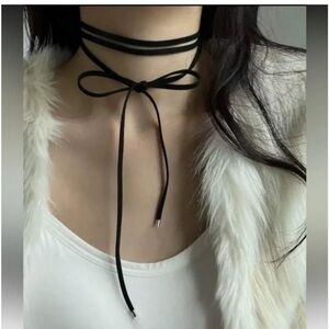 Y2K Black Layered Tie Choker